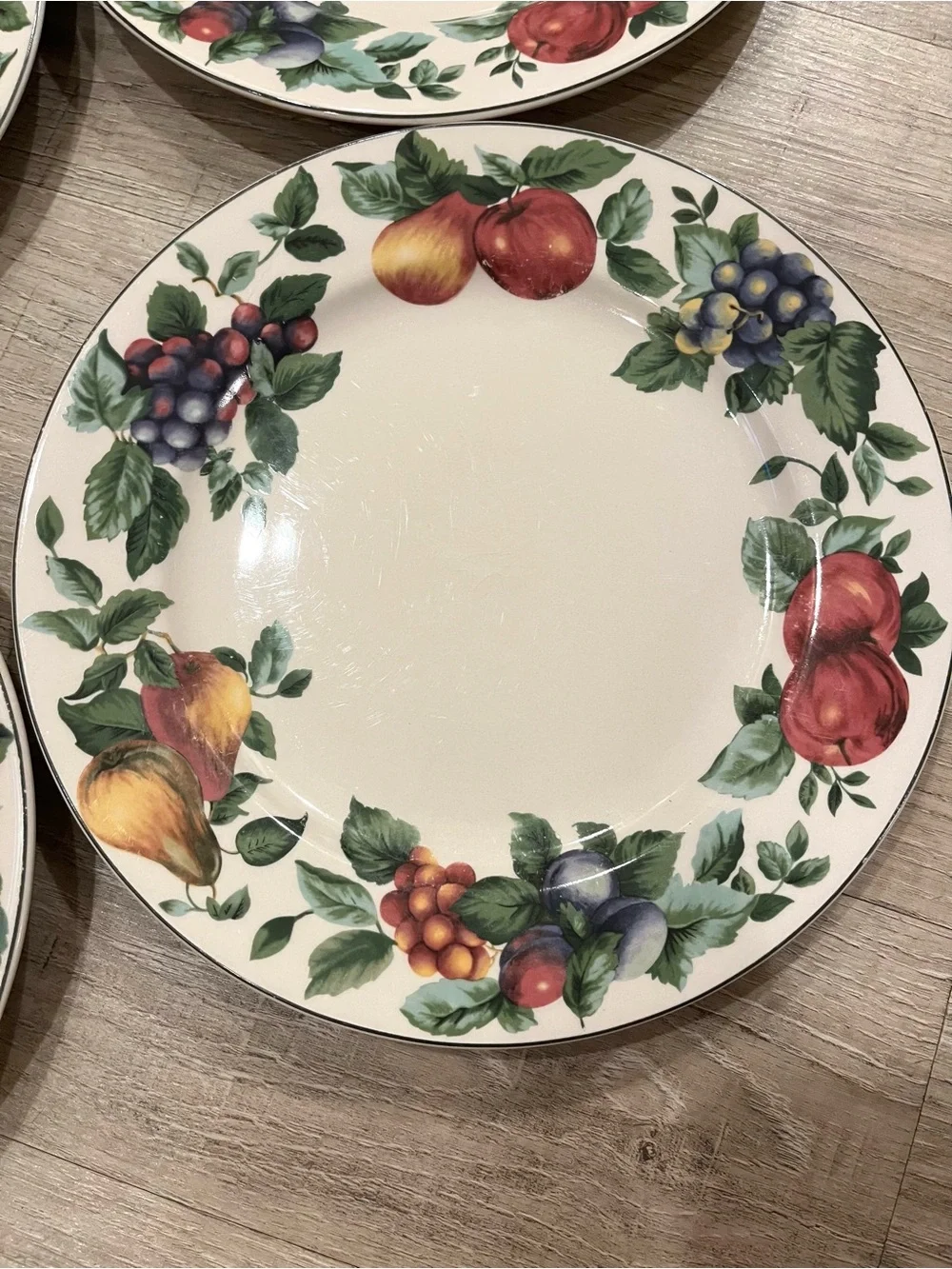 Sakura Oneida Sonoma Fruit-Patterned 11” Dinner Plates Set of 4